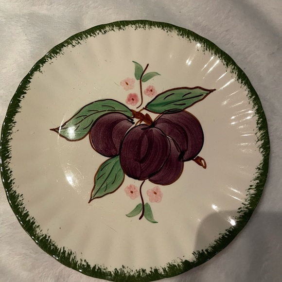 Blue Ridge Summer Potteries Plates lot of 2 hand painted green cream 8-1/2” - Picture 2 of 6